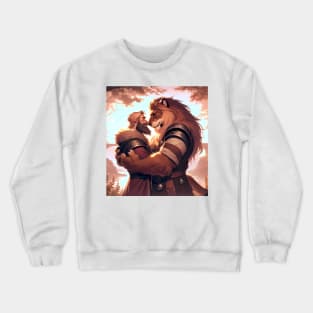 Gay Viking and Anthro Furry Lion Lovers Art Crewneck Sweatshirt